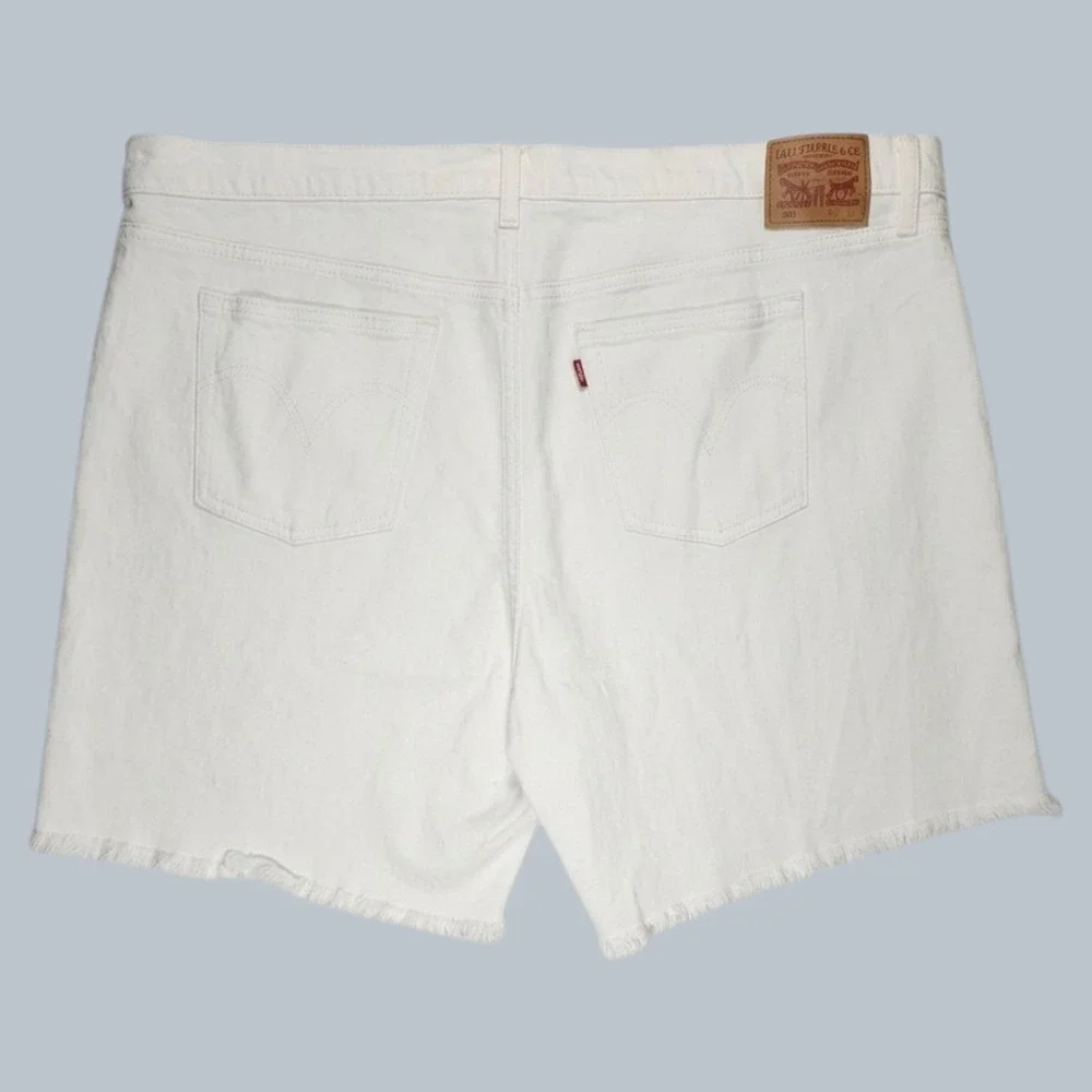 Levi's 501 Original High Rise Cutoff Denim Shorts Off White Plus Size 22W